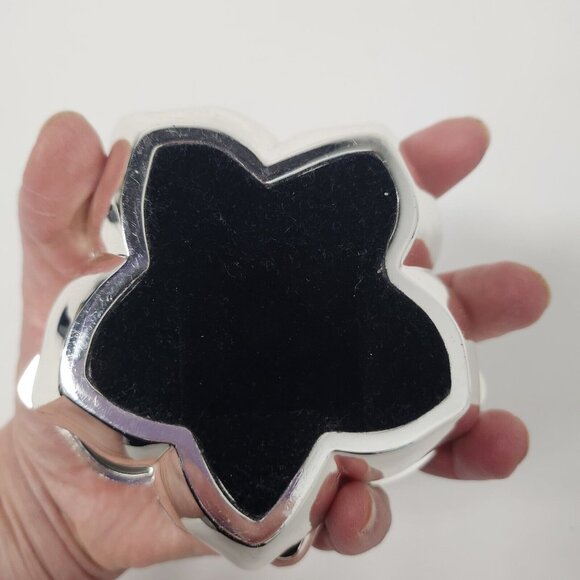 VTG Mirrored Silver Tone Metal Flower Jewelry Box Lidded For You Ease Only Inc - Picture 6 of 10